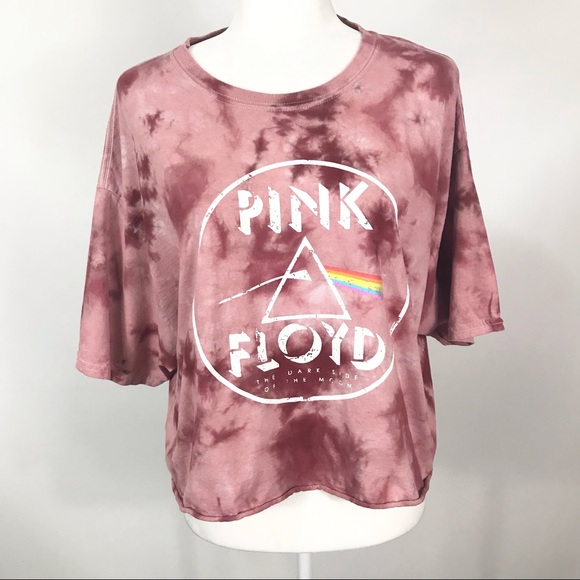 Pink Floyd Tops - Pink Floyd Dark Side of the Moon Cropped Tie Dye Tee